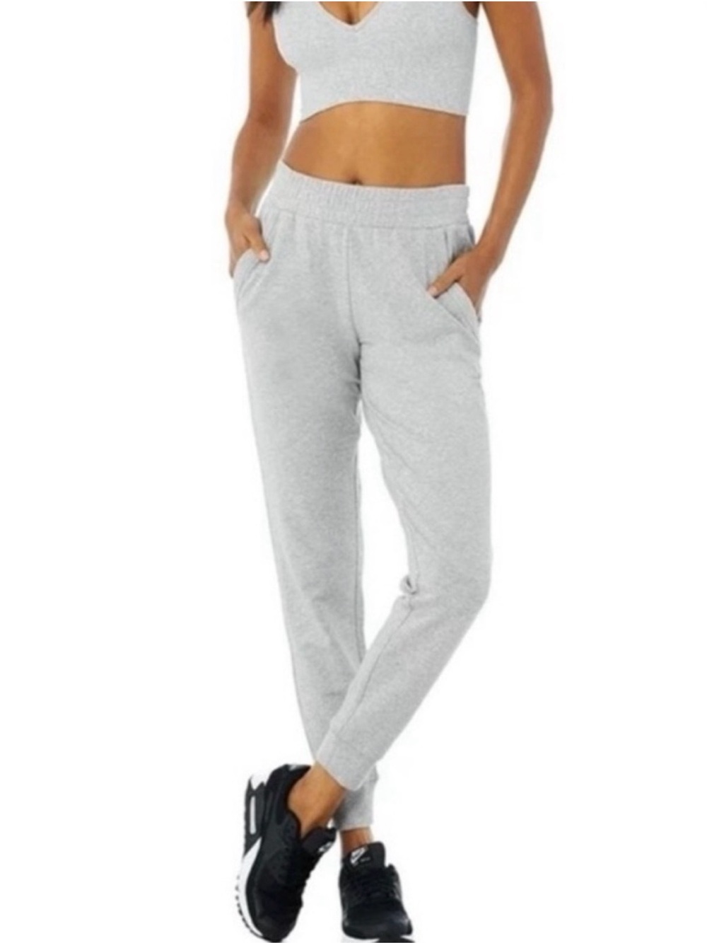 ALO Yoga Women’s Grey Elastic-Waist Joggers w Pockets M